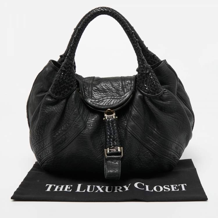 Pre Owned Fendi Black Nappa Leather Spy Bag