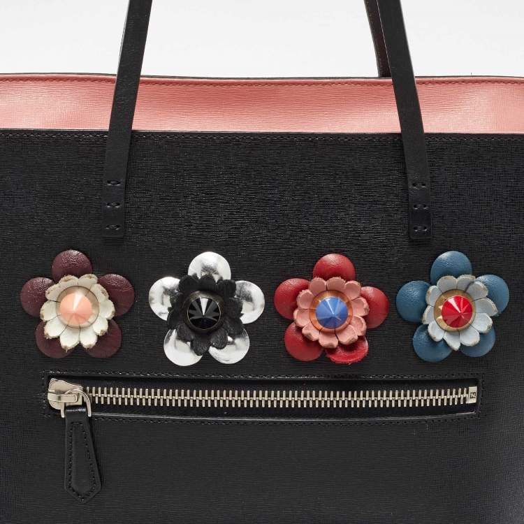 مملوكة مسبقًا Fendi Black/Peach Leather Monster Roll Tote