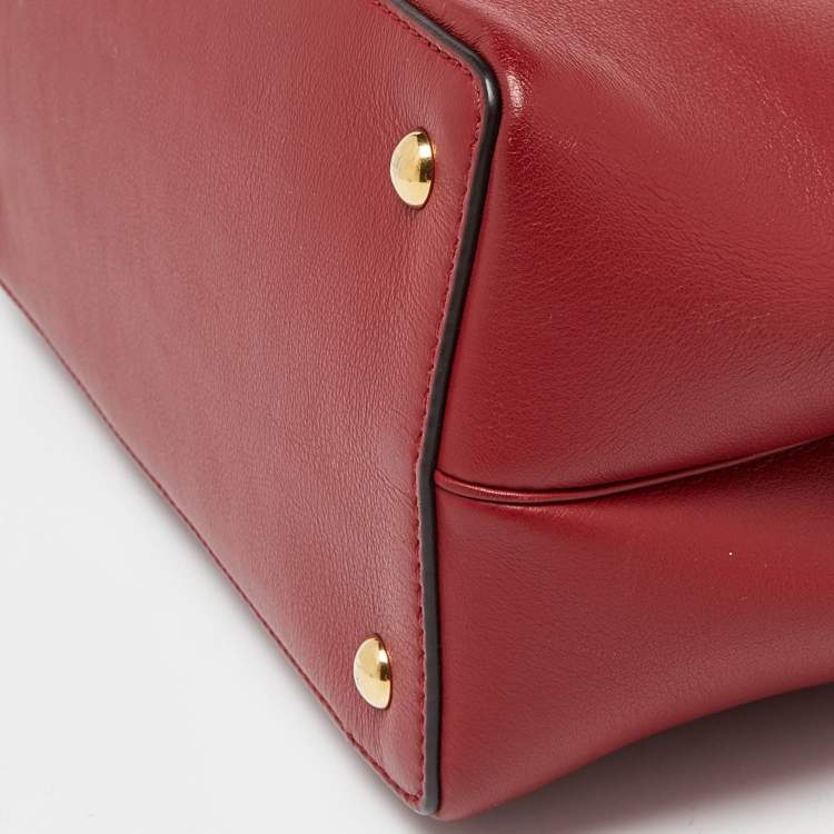 Pre Owned Fendi Red Leather Small 2Jours Tote