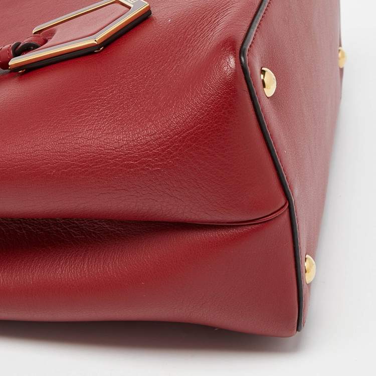 Pre Owned Fendi Red Leather Small 2Jours Tote