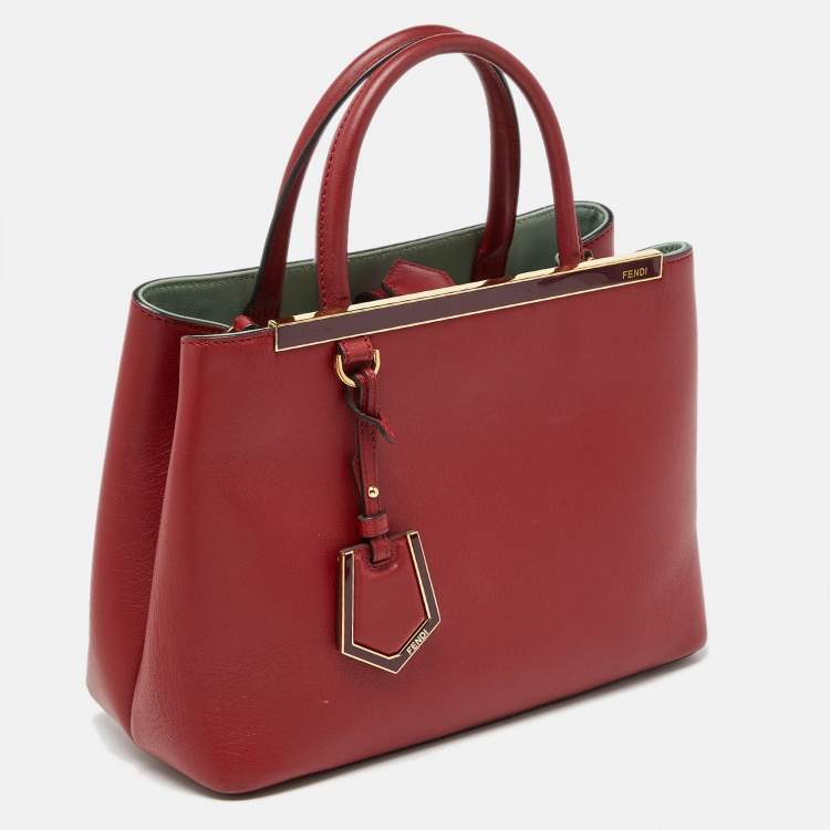 Pre Owned Fendi Red Leather Small 2Jours Tote