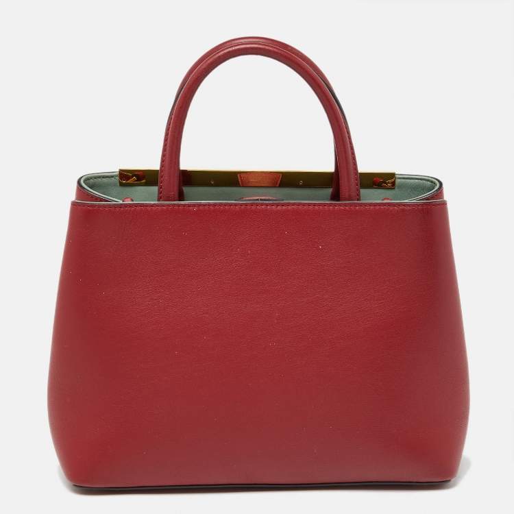 Pre Owned Fendi Red Leather Small 2Jours Tote