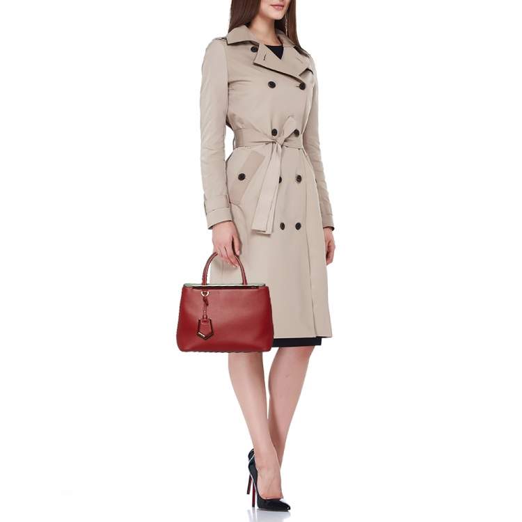 Pre Owned Fendi Red Leather Small 2Jours Tote
