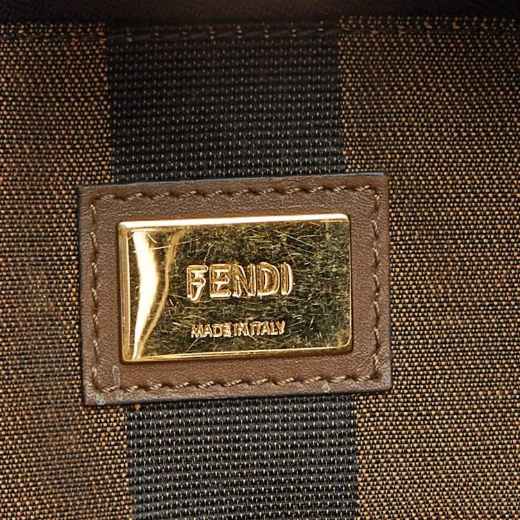 Pre Owned Fendi Brown Leather Medium Peekaboo Top Handle Bag