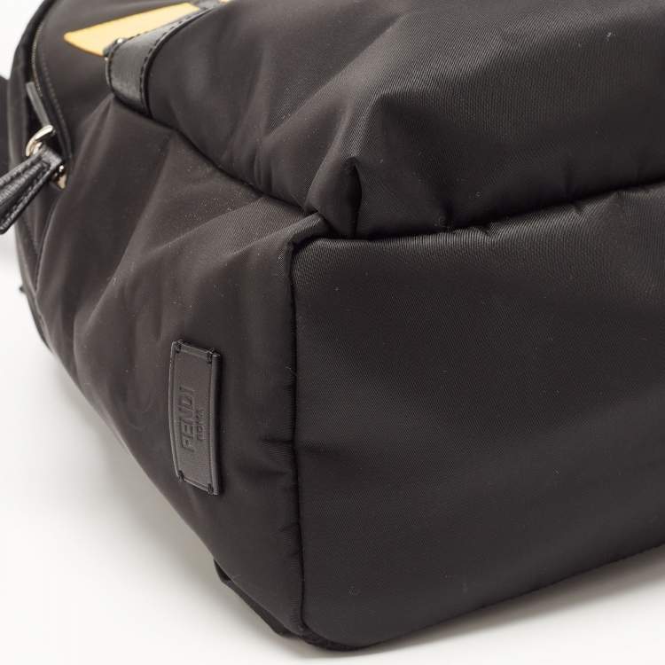 Pre Owned Fendi Yellow/Black Nylon And Leather Monster Backpack