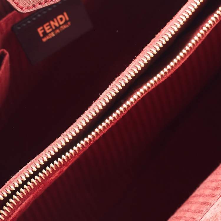 Pre Owned Fendi Red Leather Medium 2Jours Tote