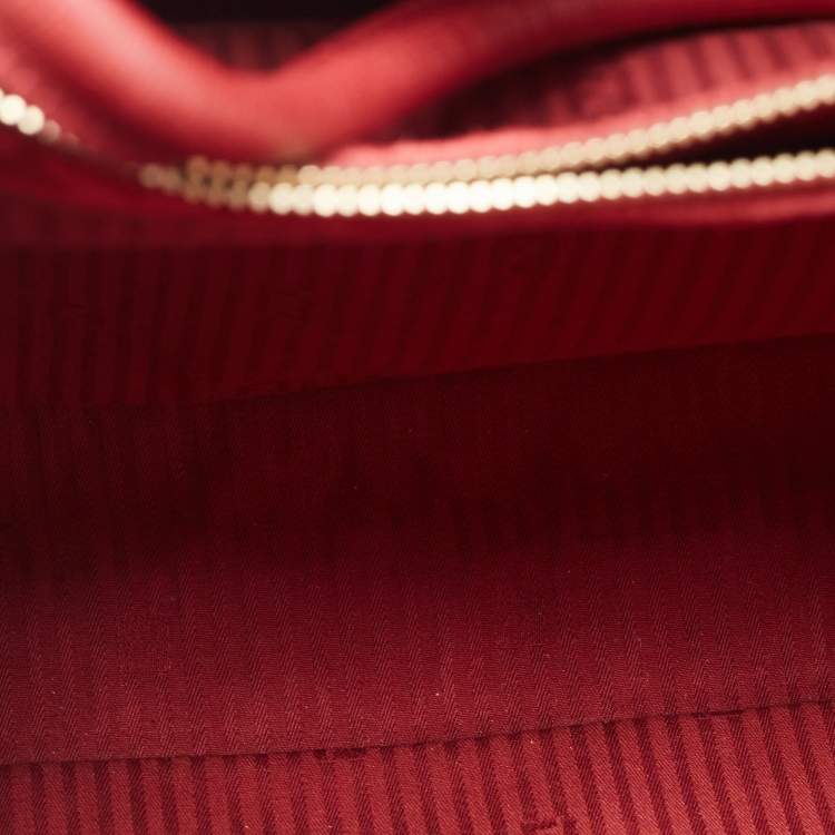 Pre Owned Fendi Red Leather Medium 2Jours Tote
