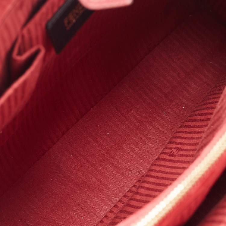 Pre Owned Fendi Red Leather Medium 2Jours Tote