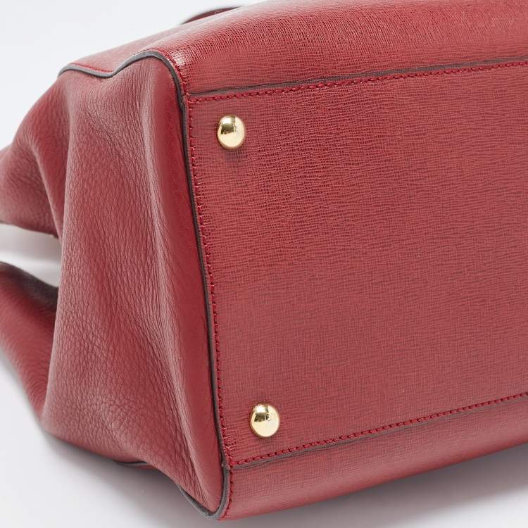 Pre Owned Fendi Red Leather Medium 2Jours Tote
