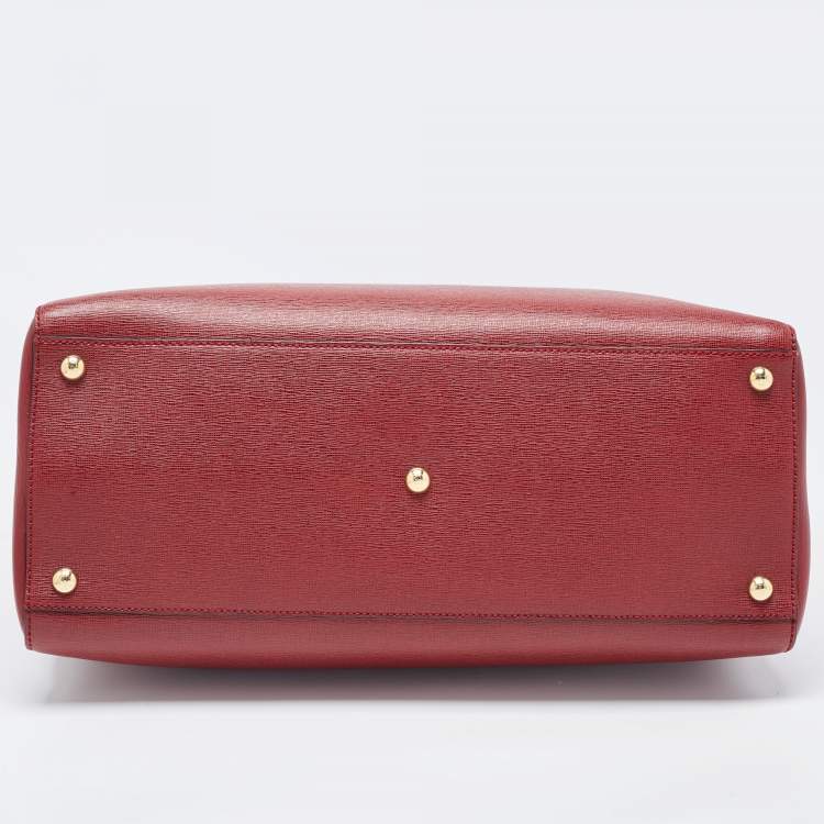 Pre Owned Fendi Red Leather Medium 2Jours Tote
