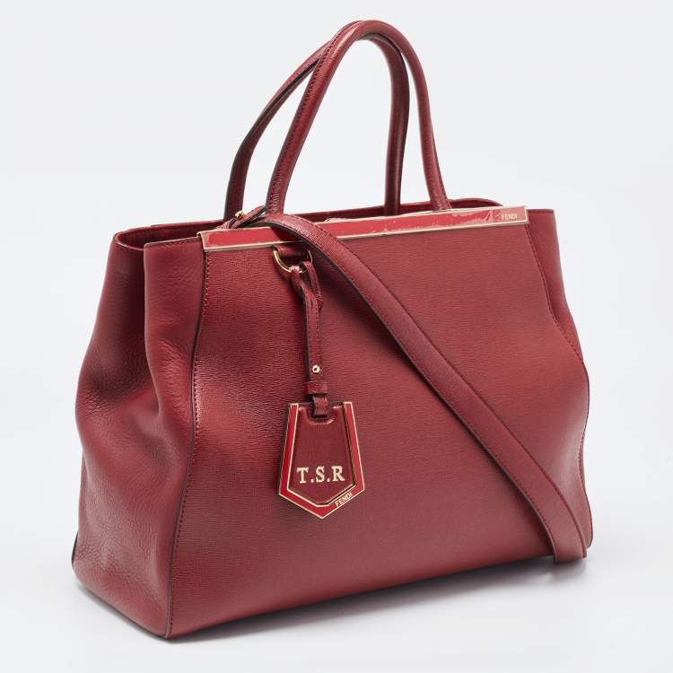 Pre Owned Fendi Red Leather Medium 2Jours Tote