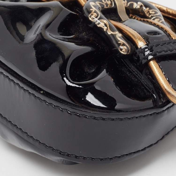 Pre Owned Fendi Black/Gold Patent and Leather B Clutch