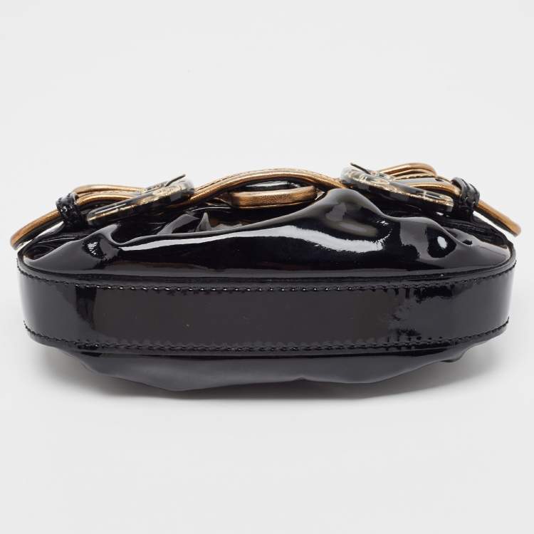 Pre Owned Fendi Black/Gold Patent and Leather B Clutch