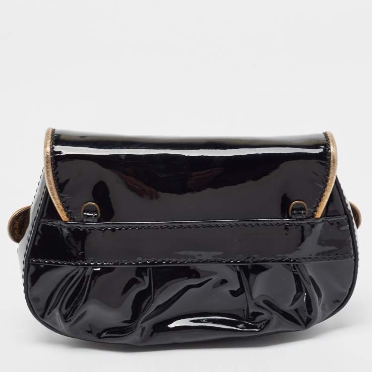 Pre Owned Fendi Black/Gold Patent and Leather B Clutch
