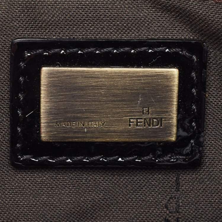 Pre Owned Fendi Black/Gold Patent and Leather B Clutch