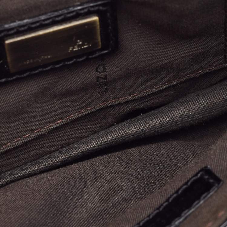 Pre Owned Fendi Black/Gold Patent and Leather B Clutch