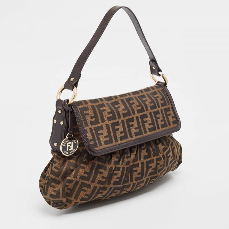 Pre Owned Fendi Tobacco Zucca Canvas and Leather Chef Shoulder Bag