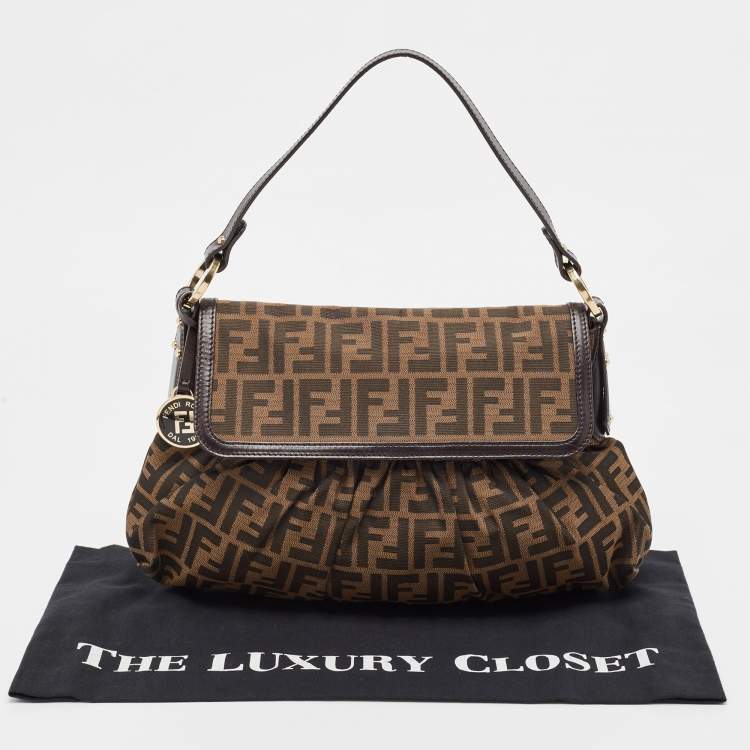 Pre Owned Fendi Tobacco Zucca Canvas and Leather Chef Shoulder Bag