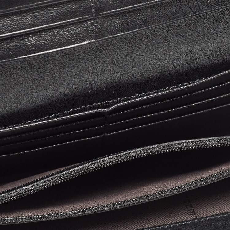 Pre Owned Fendi Black Leather Logo Flap Continental Wallet