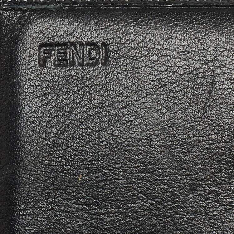 Pre Owned Fendi Black Leather Logo Flap Continental Wallet