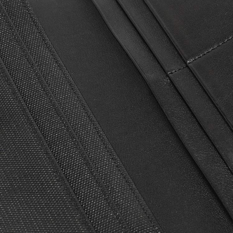 Pre Owned Fendi Black Leather Logo Flap Continental Wallet