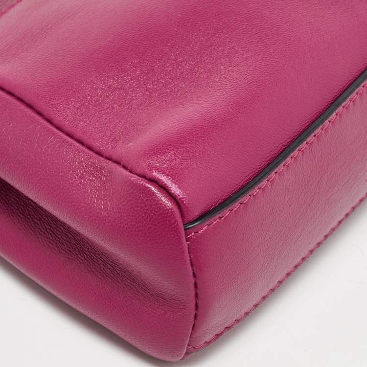 Pre Owned Fendi Pink Leather Micro Peekaboo Crossbody Bag