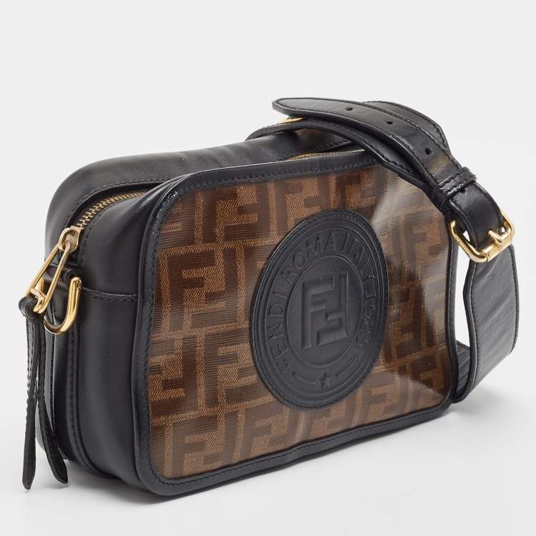Pre Owned Fendi Tobacco/Black Coated Canvas and Leather F is Fendi  Stamp Patch Camera Bag