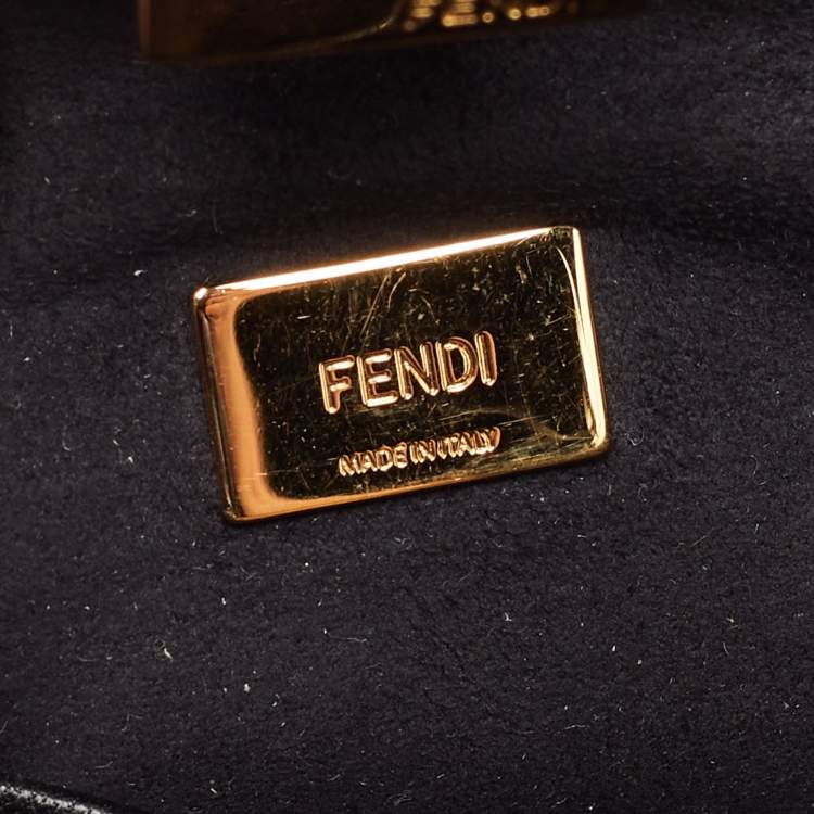 Pre Owned Fendi Black Leather Micro Peekaboo Crossbody Bag