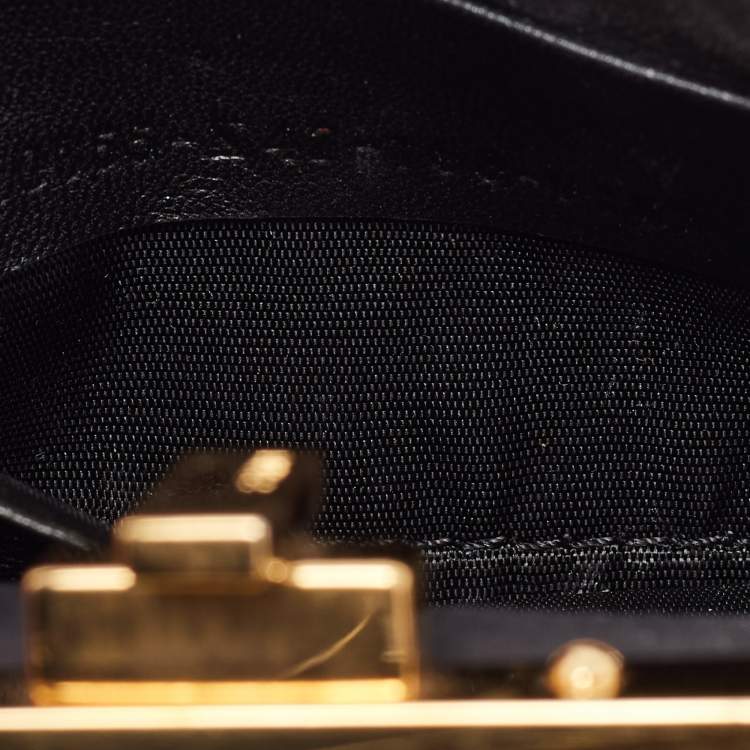 Pre Owned Fendi Black Leather Micro Peekaboo Crossbody Bag
