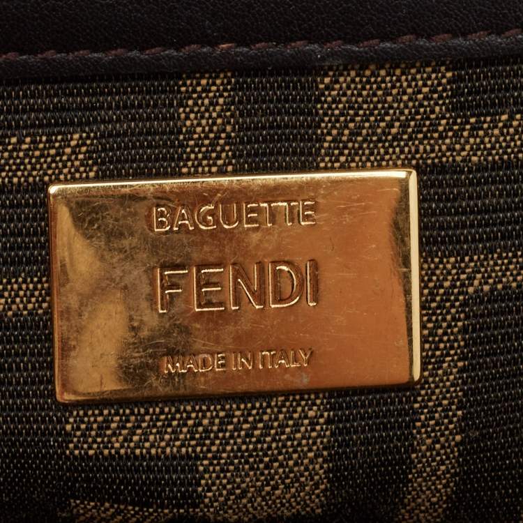 Pre Owned Fendi Neon Green/Tobacco Zucca Canvas 1974 Roma Amor Baguette Bag