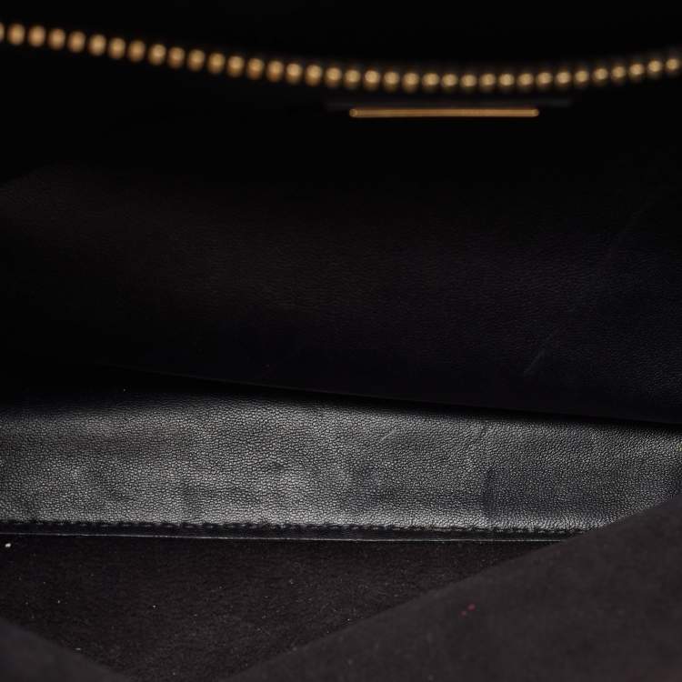 Pre Owned Fendi Black Leather Regular Peekaboo Top Handle Bag