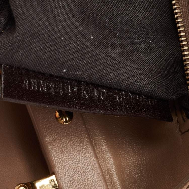 Pre Owned Fendi Beige Leather Mini Peekaboo Top Handle Bag