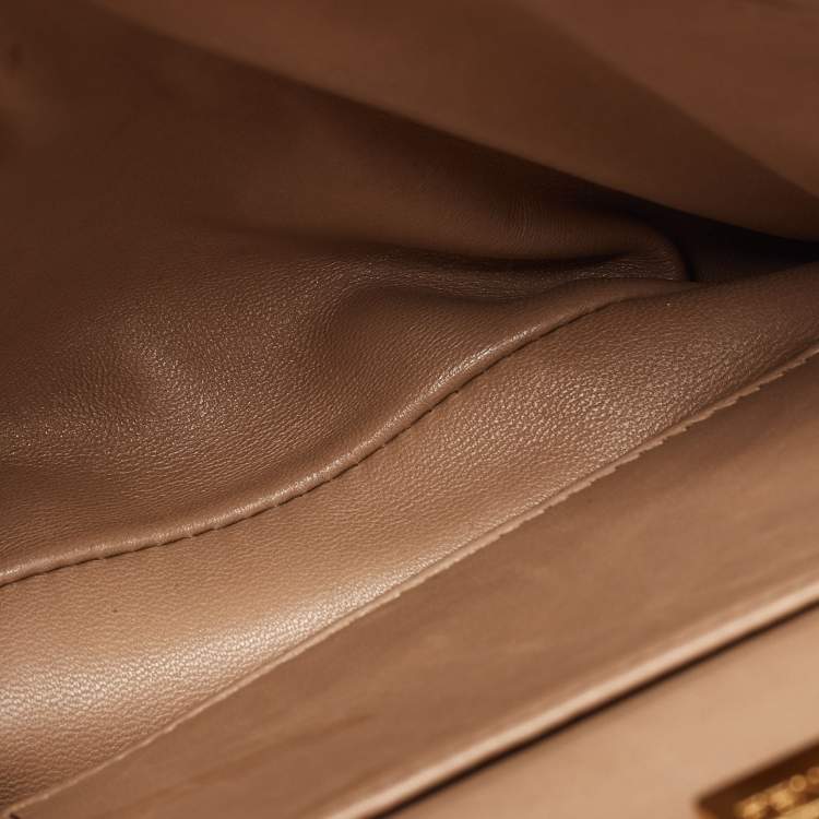 Pre Owned Fendi Beige Leather Mini Peekaboo Top Handle Bag