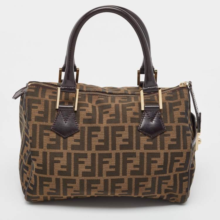 مملوكة مسبقًا Fendi Tobacco Zucca Canvas Medium Boston Bag