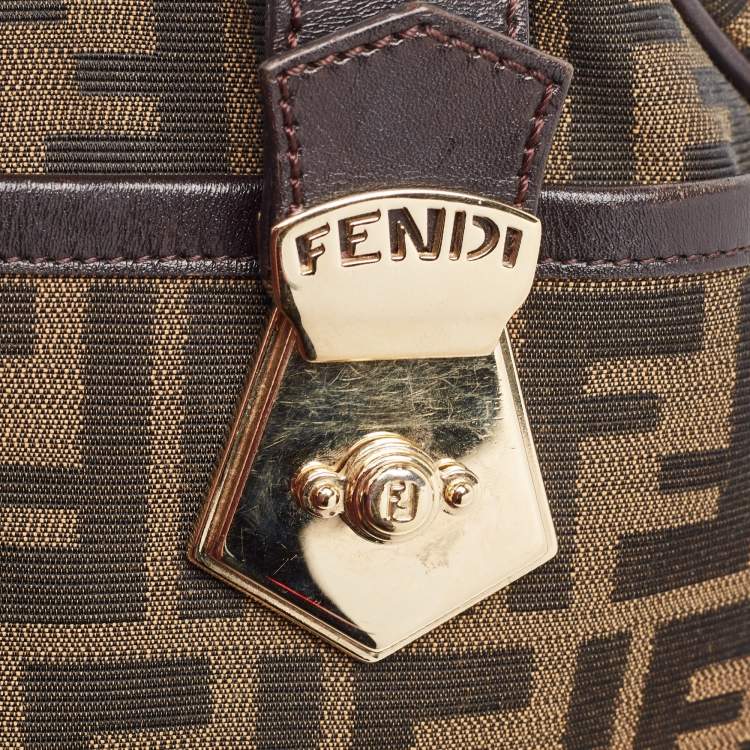 مملوكة مسبقًا Fendi Tobacco Zucca Canvas Medium Boston Bag