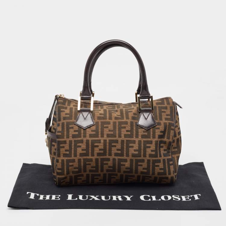 مملوكة مسبقًا Fendi Tobacco Zucca Canvas Medium Boston Bag