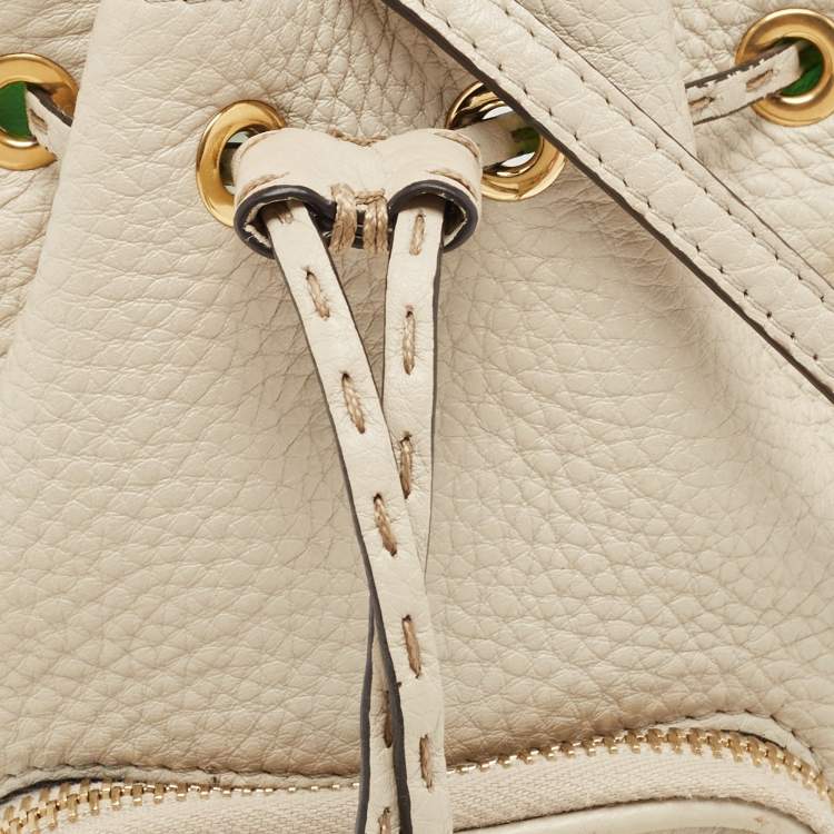 Pre Owned Fendi Grey/Green Leather Mini Mon Tresor Bucket Bag
