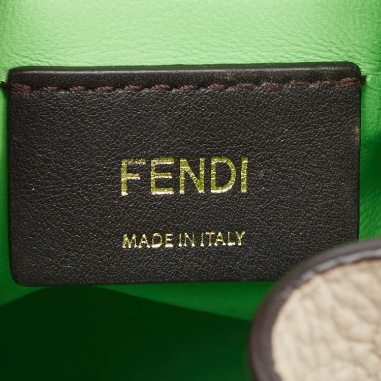 Pre Owned Fendi Grey/Green Leather Mini Mon Tresor Bucket Bag