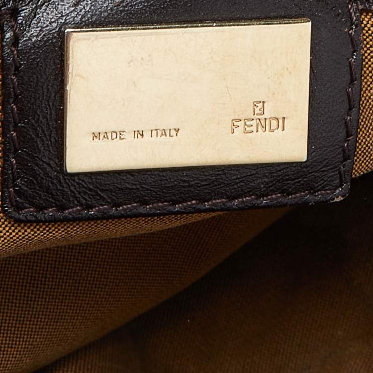 Pre Owned Fendi Tobacco Zucca Canvas and Leather Chef Shoulder Bag