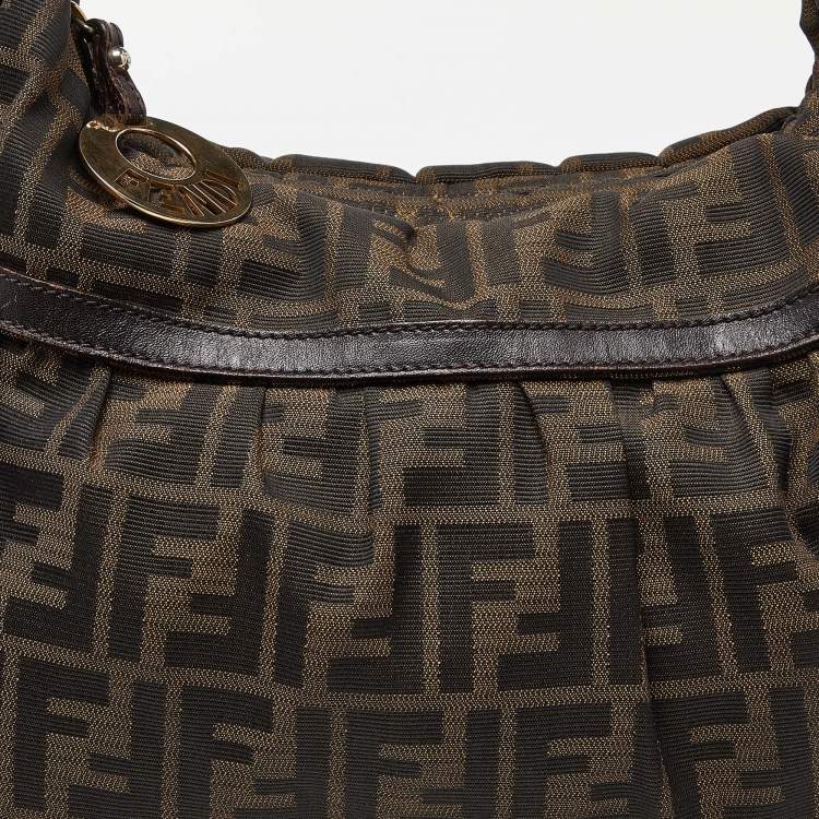 Pre Owned Fendi Tobacco Zucca Canvas and Leather Chef Shoulder Bag