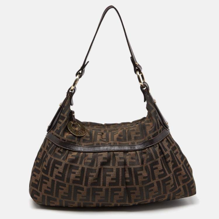 Pre Owned Fendi Tobacco Zucca Canvas and Leather Chef Shoulder Bag