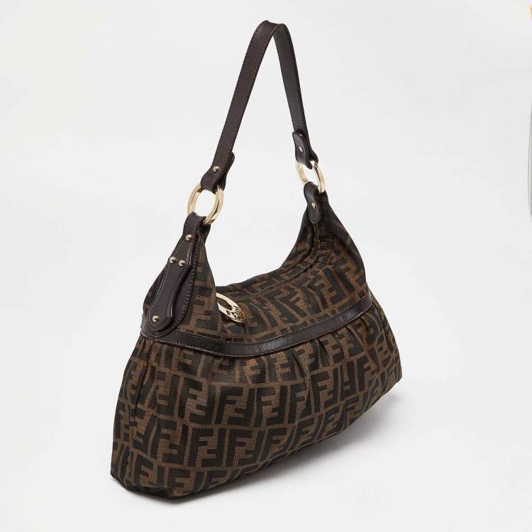 Pre Owned Fendi Tobacco Zucca Canvas and Leather Chef Shoulder Bag