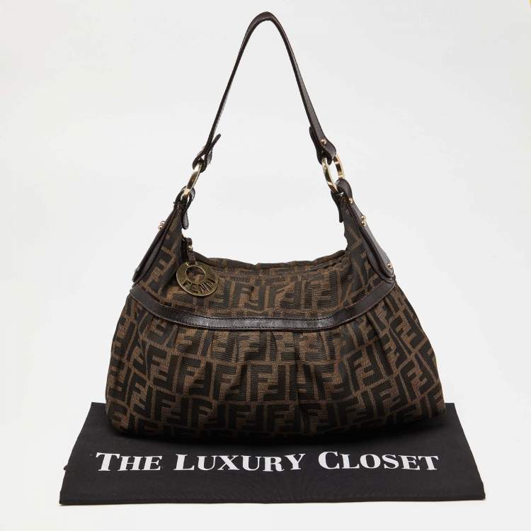 Pre Owned Fendi Tobacco Zucca Canvas and Leather Chef Shoulder Bag