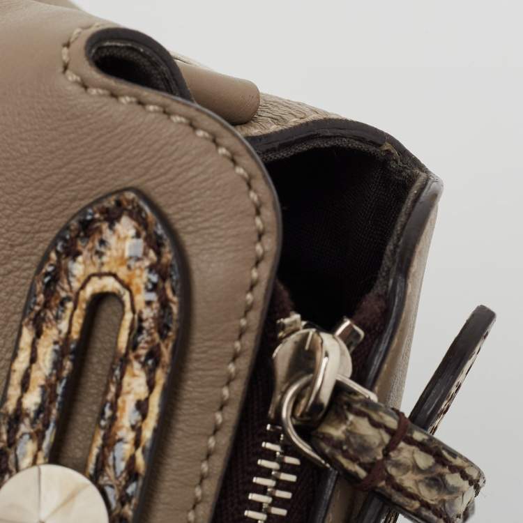 مملوكة مسبقًا Fendi Beige/Cream Leather and Python Small By The Way Shoulder Bag