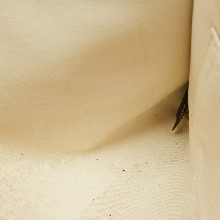 Pre Owned Fendi Off White/Brown Leather and Watersnake Leather Monster Eyes Zip Pouch