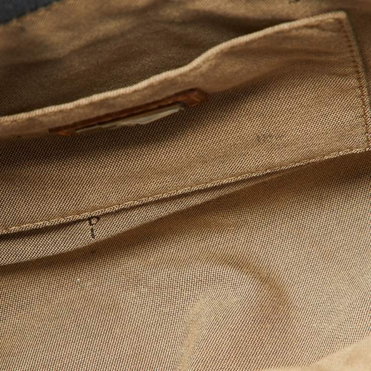 Pre Owned Fendi Blue/Tan Denim and Leather Chef Shoulder Bag