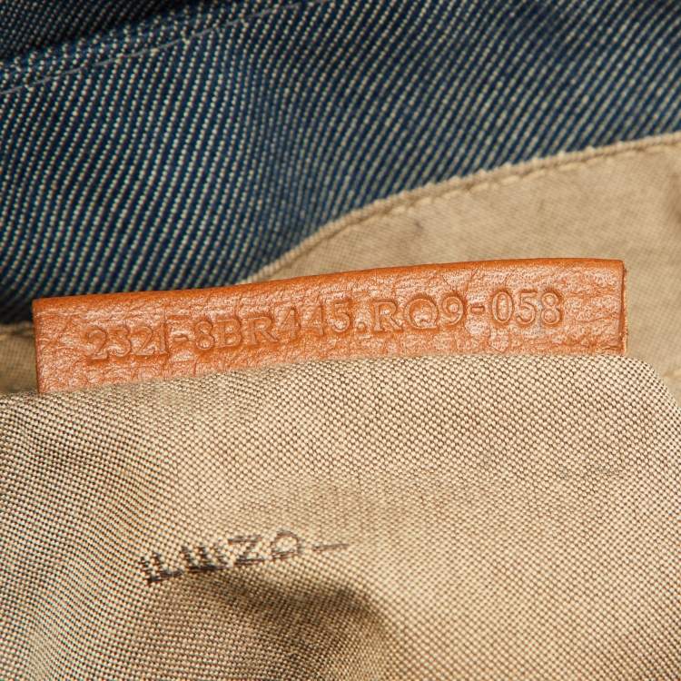 Pre Owned Fendi Blue/Tan Denim and Leather Chef Shoulder Bag