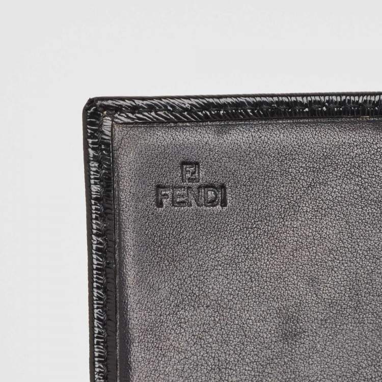 Pre Owned Fendi Black Glossy Leather Logo Flap Continental Wallet