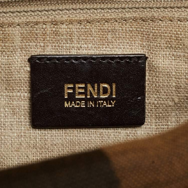 Pre Owned Fendi Light Beige Leather Studded B. Fab Tote
