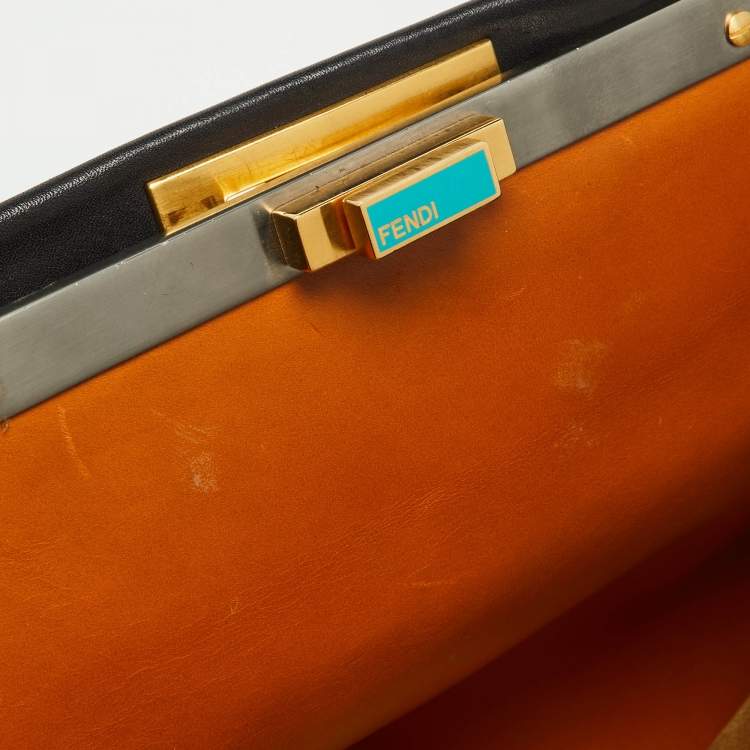 Pre Owned Fendi Black Leather Large Peekaboo Top Handle Bag